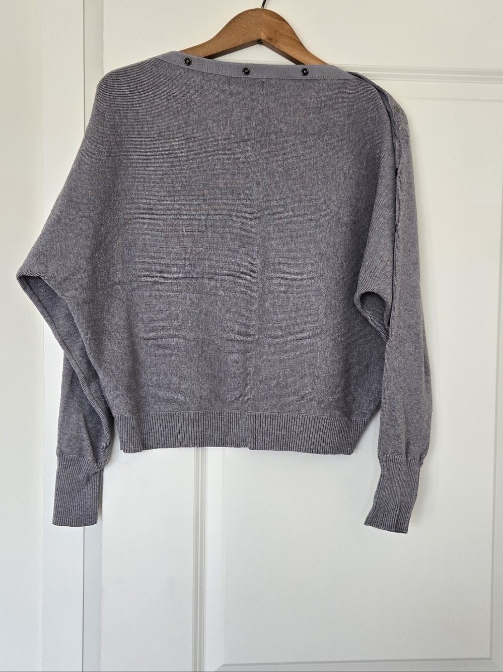 Grey Button-Back Women's Sweater